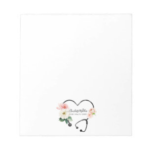 Altenpflegerin Blumen Stethoskop  Notizblock