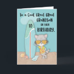 Alter 10 Great Grandson Birthday Beach Raccoon Karte<br><div class="desc">Die Nummer "10" steht auf dem Surfbrett auf dem Cover dieser lustigen Karte. Das soll bedeuten,  dass dies eine Karte wäre,  die perfekt ist,  um einem Urenkel,  der sehr bald seinen 10. Geburtstag feiern wird,  einen Urenkel zu geben. Sichern Sie Ihr Exemplar jetzt!</div>