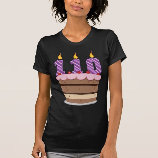 Alter 110 auf Geburtstagskuchen T-Shirt (Vorderseite)
