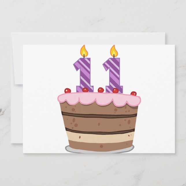 Alter 11 auf Geburtstagskuchen Karte (Vorderseite)