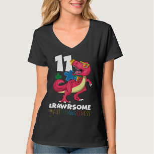 Alter 11 Dinosaurier Geborene Geburt Puzzle Autism T-Shirt