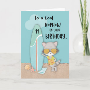 Alter 11 Neffe Geburtstag Strand Lustig Cool Wasch Karte