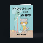 Alter 12 Grandson Birthday Beach Funny Cool Raccoo Karte<br><div class="desc">Begrüßen Sie Ihren geliebten Enkel,  wenn er seinen 12. Geburtstag feiert,  mit dieser anpassbaren Karte,  die es Ihnen ermöglicht,  den Namen Michael auf der Vorderseite zu jedem Namen,  den Sie auf ihm haben möchten,  zu ändern. Das bringt auch eine lustige Geburtstagsbotschaft für den jungen Typ mit.</div>