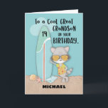 Alter 14 Great Grandson Birthday Beach Funny Racco Karte<br><div class="desc">Machen Sie sich bereit, Ihren Urenkel zu überraschen, der seinen 14. Geburtstag mit dieser niedlichen und lustigen, anpassbaren Karte feiern wird, um ihn an seinem besonderen Tag begrüßen zu können. Der coole Raccoon auf dem Cover ist hier, um Ihnen zu helfen, die Nachricht zu vermitteln. Beginnen Sie damit, diese zu...</div>