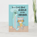 Alter 15 Great Grandson Birthday Beach Funny Racco Karte<br><div class="desc">Wenn Sie planen, einem lieben Urenkel zum 15. Geburtstag Spaß zu schicken, dann machen Sie es doch mit dieser Karte. Mit einem coolen Raccoon mit seiner Sonnenbrille stehend auf der Vorderseite dieser Karte, und ist bereit, einen lustigen Geburtstagsgruß für ihn zu teilen, macht diese Karte die beste Wahl, um ihm...</div>