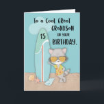 Alter 15 Great Grandson Birthday Beach Funny Racco Karte<br><div class="desc">Wenn Sie planen, einem lieben Urenkel zum 15. Geburtstag Spaß zu schicken, dann machen Sie es doch mit dieser Karte. Mit einem coolen Raccoon mit seiner Sonnenbrille stehend auf der Vorderseite dieser Karte, und ist bereit, einen lustigen Geburtstagsgruß für ihn zu teilen, macht diese Karte die beste Wahl, um ihm...</div>