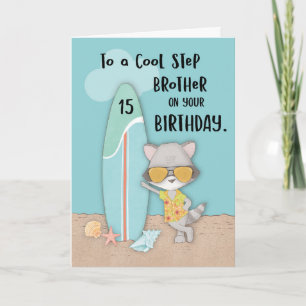 Alter 15 Stiefbruder Geburtstag Strand Lustiger Wa Karte