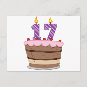 Alter 17 auf Geburtstagskuchen Postkarte