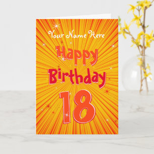 Alter 18 Fun Orange Sunburst editierbar 18. Geburt Karte