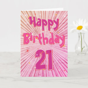 Alter 21 Spaß 3D Pink Candy 21. Geburtstag Karte