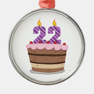Alter 22 auf Geburtstags-Kuchen Ornament Aus Metall