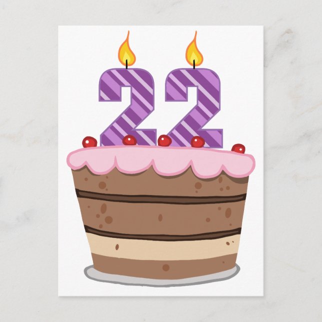 Alter 22 auf Geburtstagskuchen Postkarte (Vorderseite)