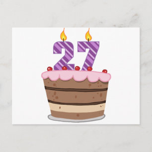 Alter 27 auf Geburtstagskuchen Postkarte