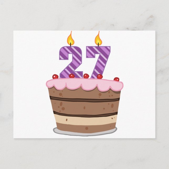 Alter 27 auf Geburtstagskuchen Postkarte (Vorderseite)