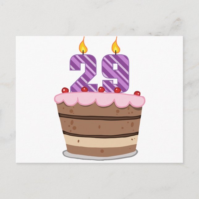 Alter 29 auf Geburtstagskuchen Postkarte (Vorderseite)