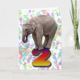 Alter 2, ein glücklicher Elefant Geburtstagskarte Karte