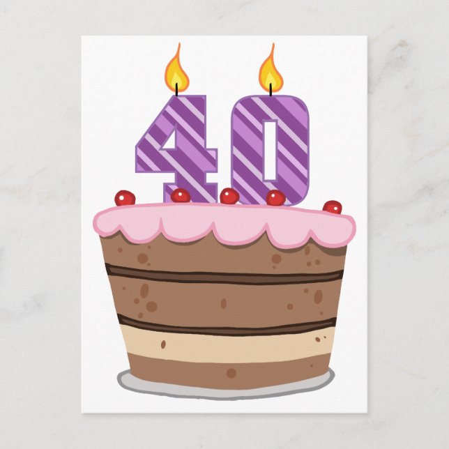 Alter 40 auf Geburtstagskuchen Postkarte (Vorderseite)