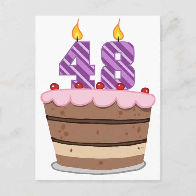 Alter 48 auf Geburtstagskuchen Postkarte (Vorderseite)