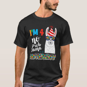 Alter 4 Jahre alt Geburt Llama Puzzle April Autism T-Shirt