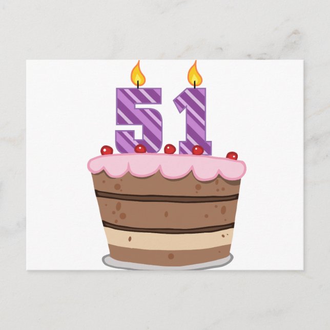 Alter 51 auf Geburtstagskuchen Postkarte (Vorderseite)