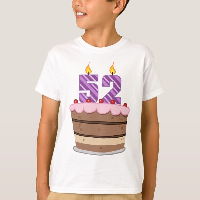Alter 52 auf Geburtstagskuchen T-Shirt (Vorderseite)