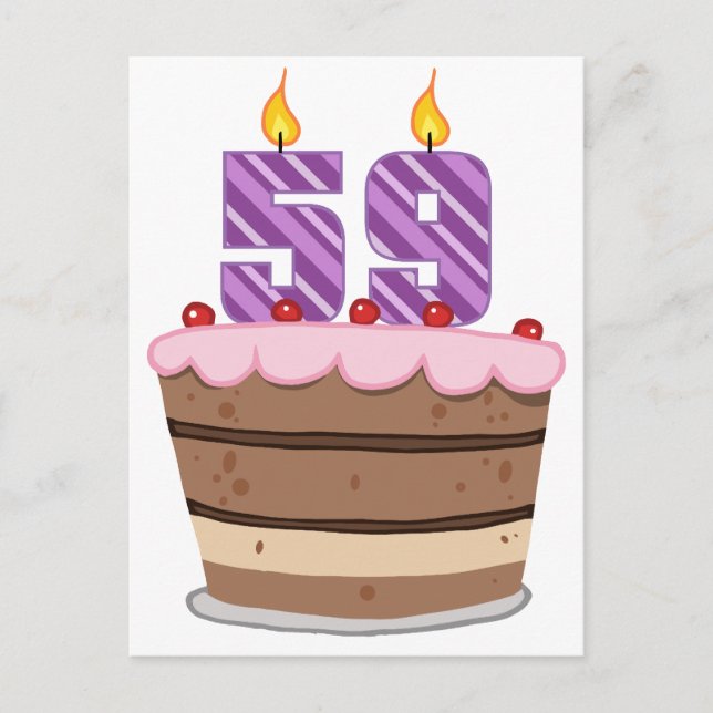Alter 59 auf Geburtstagskuchen Postkarte (Vorderseite)