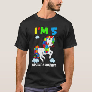 Alter 5 Jahre Geburtstag Einhorn Puzzle April Auti T-Shirt