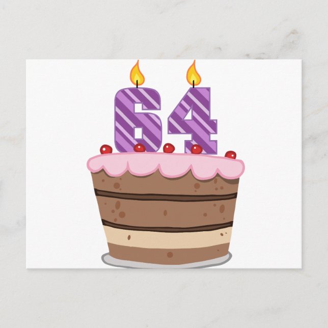 Alter 64 auf Geburtstagskuchen Postkarte (Vorderseite)