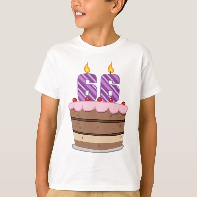 Alter 66 auf Geburtstagskuchen T-Shirt (Vorderseite)