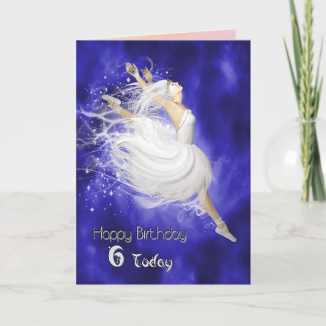 Alter 6, springende Ballerina Geburtskarte Karte (Vorderseite)