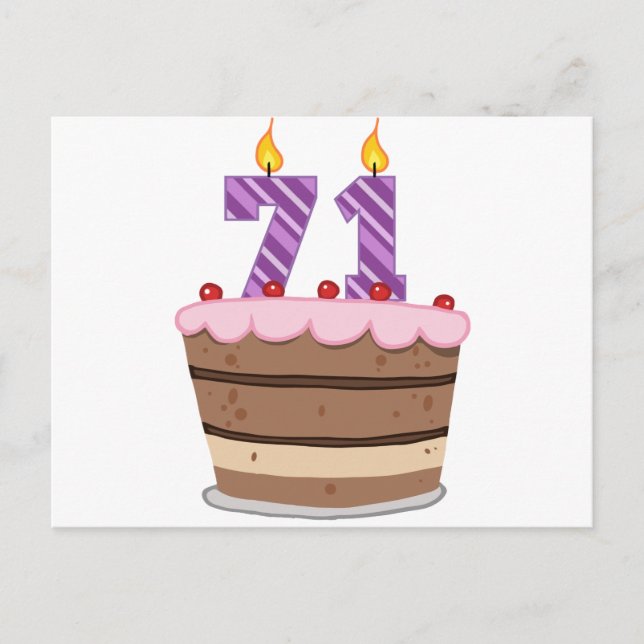 Alter 71 auf Geburtstagskuchen Postkarte (Vorderseite)