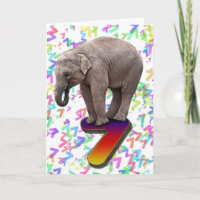 Alter 7, ein glücklicher Elefant Geburtstagskarte