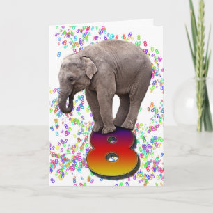 Alter 8, ein glücklicher Elefant Geburtstagskarte Karte