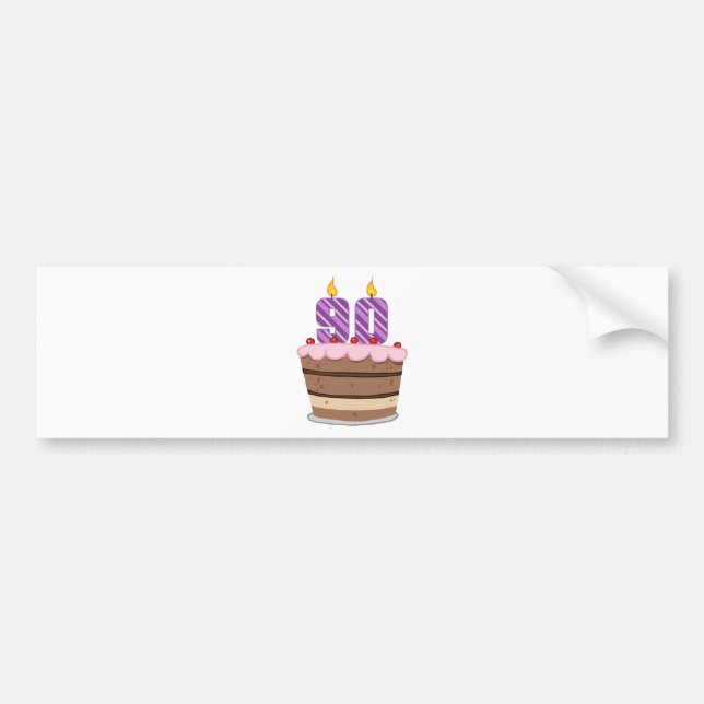 Alter 90 auf Geburtstags-Kuchen Autoaufkleber (Vorne)