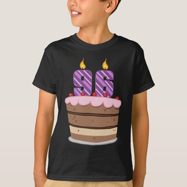 Alter 96 auf Geburtstagskuchen T-Shirt (Vorderseite)