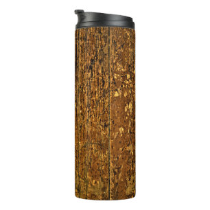 Alter abgenutzter Holzpaneel Thermosbecher