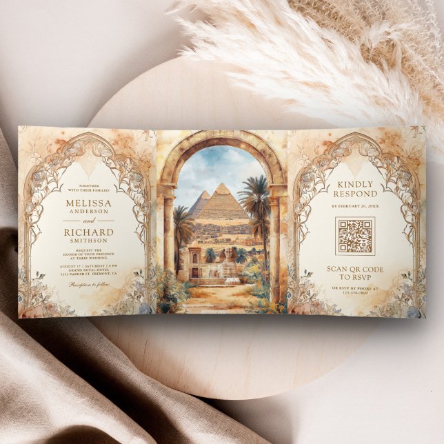 Alter ägyptischer Pyramidenbogen Dreifach Gefaltete Einladung (Von Creator hochgeladen)