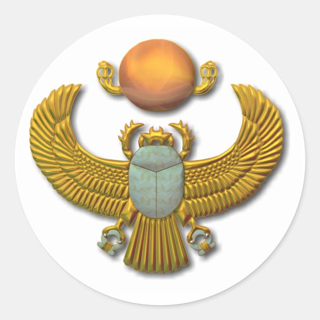 Alter ägyptischer Sacred Scarab - Gold Runder Aufkleber (Vorderseite)