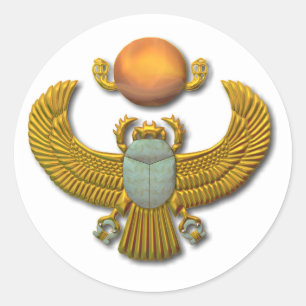 Alter ägyptischer Sacred Scarab - Gold Runder Aufkleber