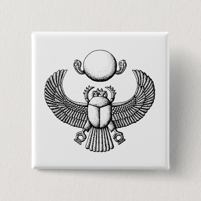 Alter ägyptischer Scarabäus Schwarzweiss Button (Vorderseite)