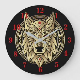 Alter ägyptischer Wolf Große Wanduhr