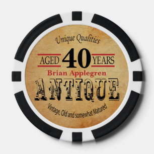 Alter, Antike, gereift und Vintag 40. Geburtstag Pokerchips