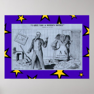 Alter antirepublikanischer Cartoon Uncle Sam & Ele Poster