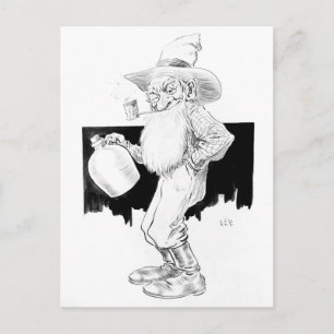 Alter Bauer mit Mondschein (weißer Blitz) Postkarte