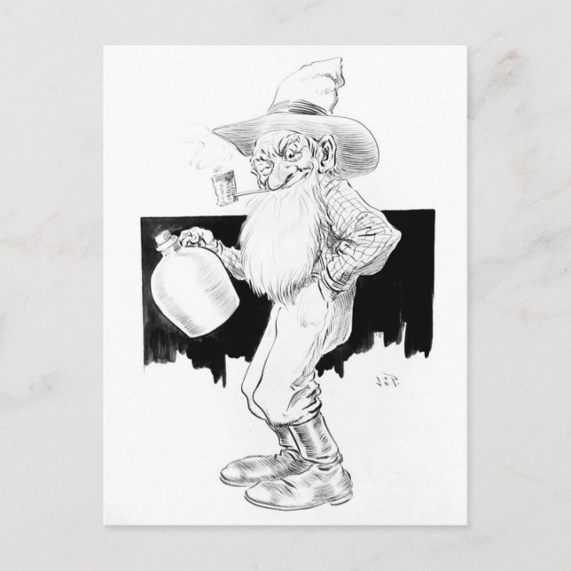 Alter Bauer mit Mondschein (weißer Blitz) Postkarte (Vorderseite)