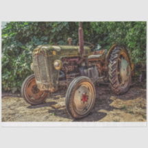 Alter Bauernhof-Traktor 3 Vintage-Decoupage-Seiden