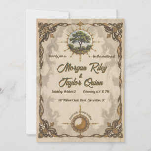 Alter Baum des Lebens Vintage Hochzeit Einladung