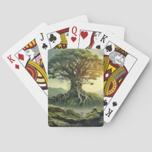 Alter Baum Friedliche Naturfantasiewelt Spielkarten