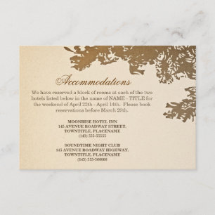 alter Baum für Hochzeitsunterkünfte Begleitkarte
