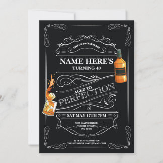 Alter bis Perfection Whiskey 50. 60. Alle Altersst Einladung